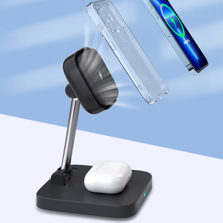 3-in-1 magnetic wireless charger holder with cooling fan suitable for wireless charging of iPhone products
