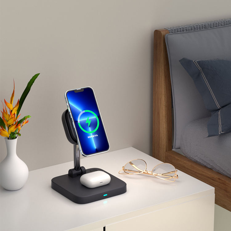 3-in-1 magnetic wireless charger holder with cooling fan suitable for wireless charging of iPhone products