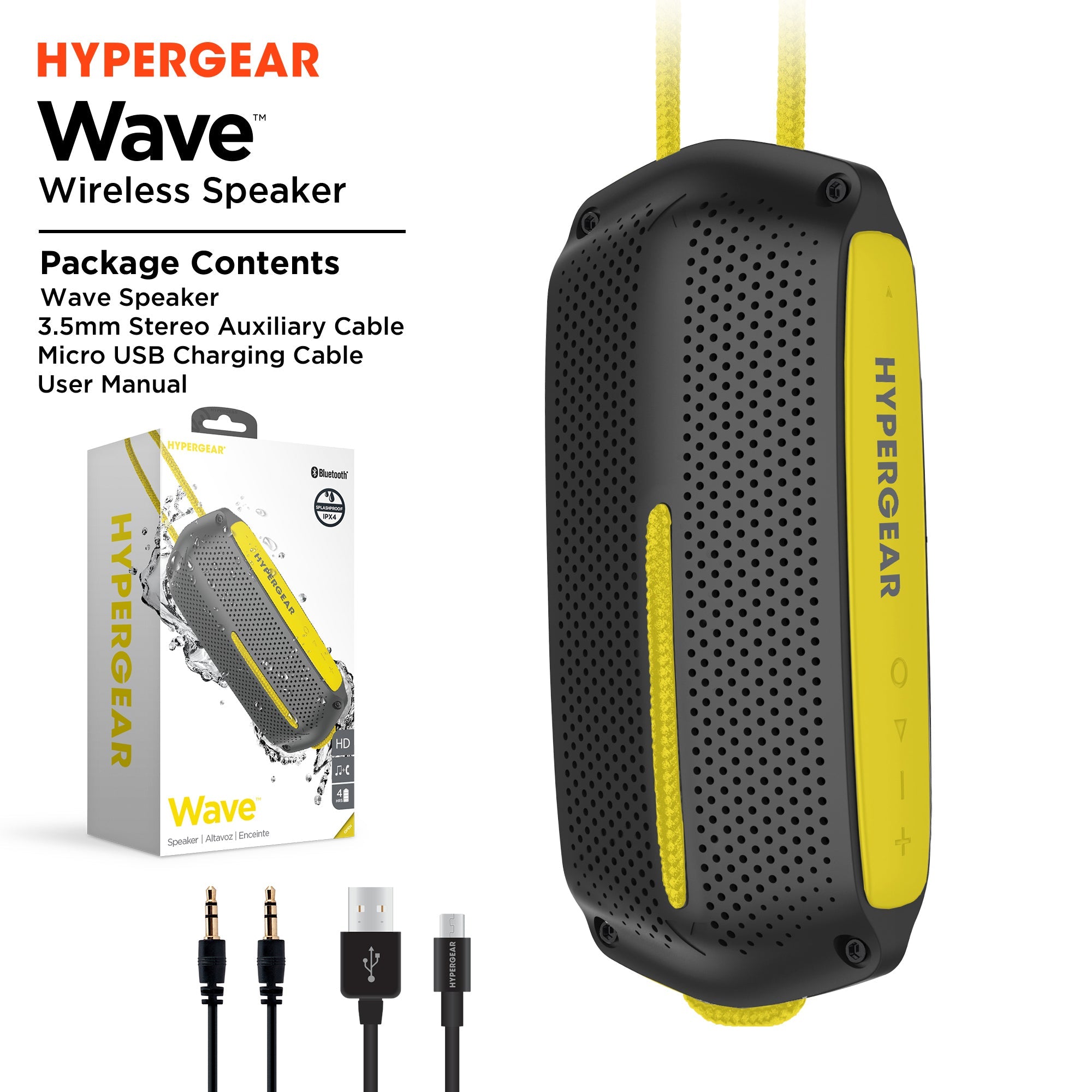 HyperGear Wave Water Resistant Wireless Speaker with Extended Battery Life (WATER-PRNT)