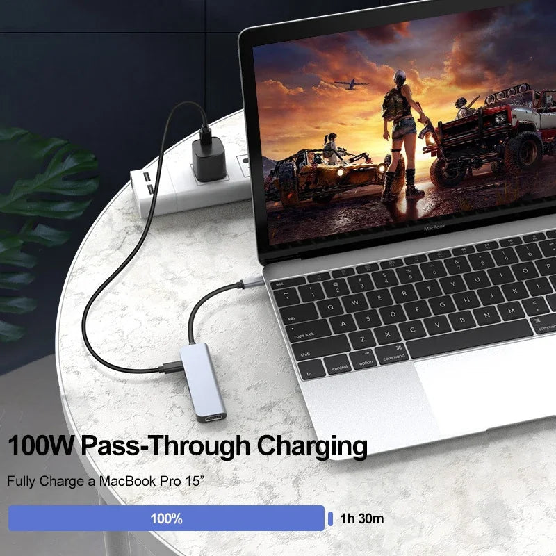 5-in-1 Type-C to HDMI Adapter USB C HUB 4K30Hz PD100W Docking Station USB-C 3.1 Splitter for MacBook iPad Pro Huawei USB 3.0 HUB